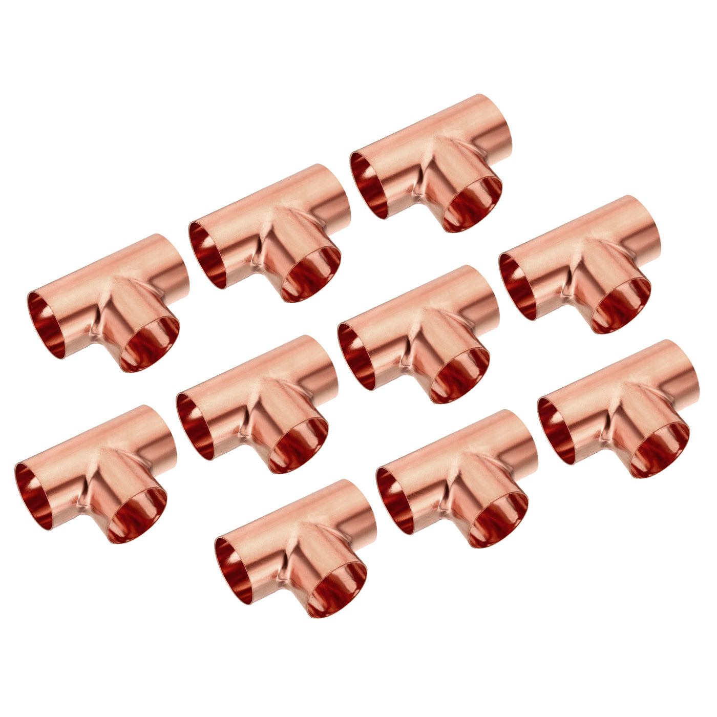 Harfington Tee Copper Fitting 3 Way Welding Joint 2 Inch ID C x C x C for HVAC Air Conditioner, Pack of 10