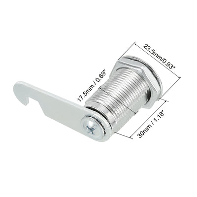 Harfington Uxcell Cam Lock 1-1/8" Fits Up to 7/8" Thickness Panel Keyed Alike Zinc Alloy 2Pcs