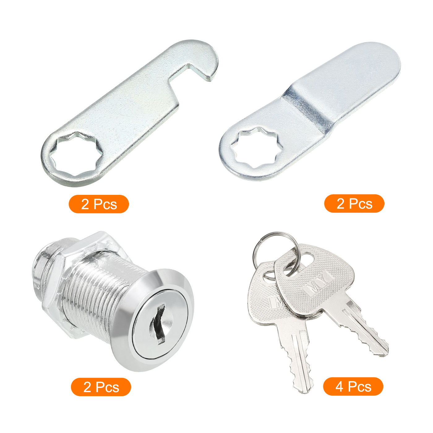 uxcell Uxcell Cam Lock 1-1/8" Fits Up to 7/8" Thickness Panel Keyed Alike Zinc Alloy 2Pcs