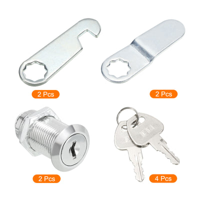 Harfington Uxcell Cam Lock 1-1/8" Fits Up to 7/8" Thickness Panel Keyed Alike Zinc Alloy 2Pcs