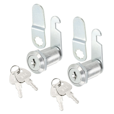 Harfington Uxcell Cam Lock 1-1/8" Fits Up to 7/8" Thickness Panel Keyed Alike Zinc Alloy 2Pcs