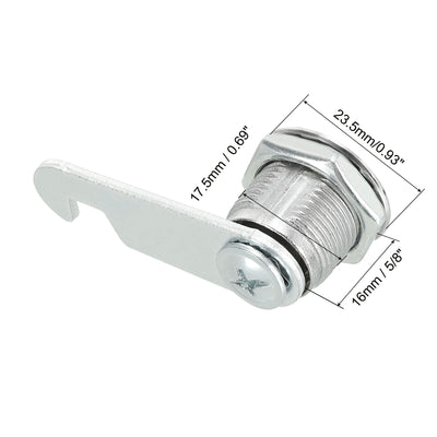 Harfington Uxcell Cabinet Drawer Cam Lock, 5/8" Cylinder Length Fits Up to 5/16" Thickness Panel, Keyed Alike Zinc Alloy Secure File Drawer Toolbox Mailbox 2Pcs