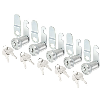 Harfington Uxcell Cabinet Drawer Cam Lock, 1-1/8" Cylinder Length Fits Up to 7/8" Thickness Panel, Keyed Alike Zinc Alloy Secure File Drawer Toolbox Mailbox 5Pcs