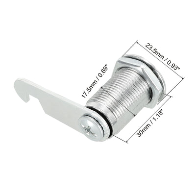 Harfington Uxcell Cabinet Drawer Cam Lock, 1-1/8" Cylinder Length Fits Up to 7/8" Thickness Panel, Keyed Different Zinc Alloy Secure File Drawer Toolbox Mailbox 5Pcs