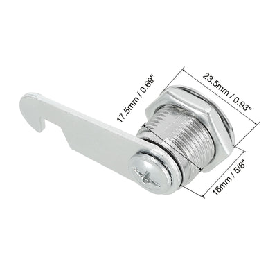 Harfington Uxcell Cabinet Drawer Cam Lock, 5/8" Cylinder Length Fits Up to 5/16" Thickness Panel, Keyed Different Zinc Alloy Secure File Drawer Toolbox Mailbox 5Pcs