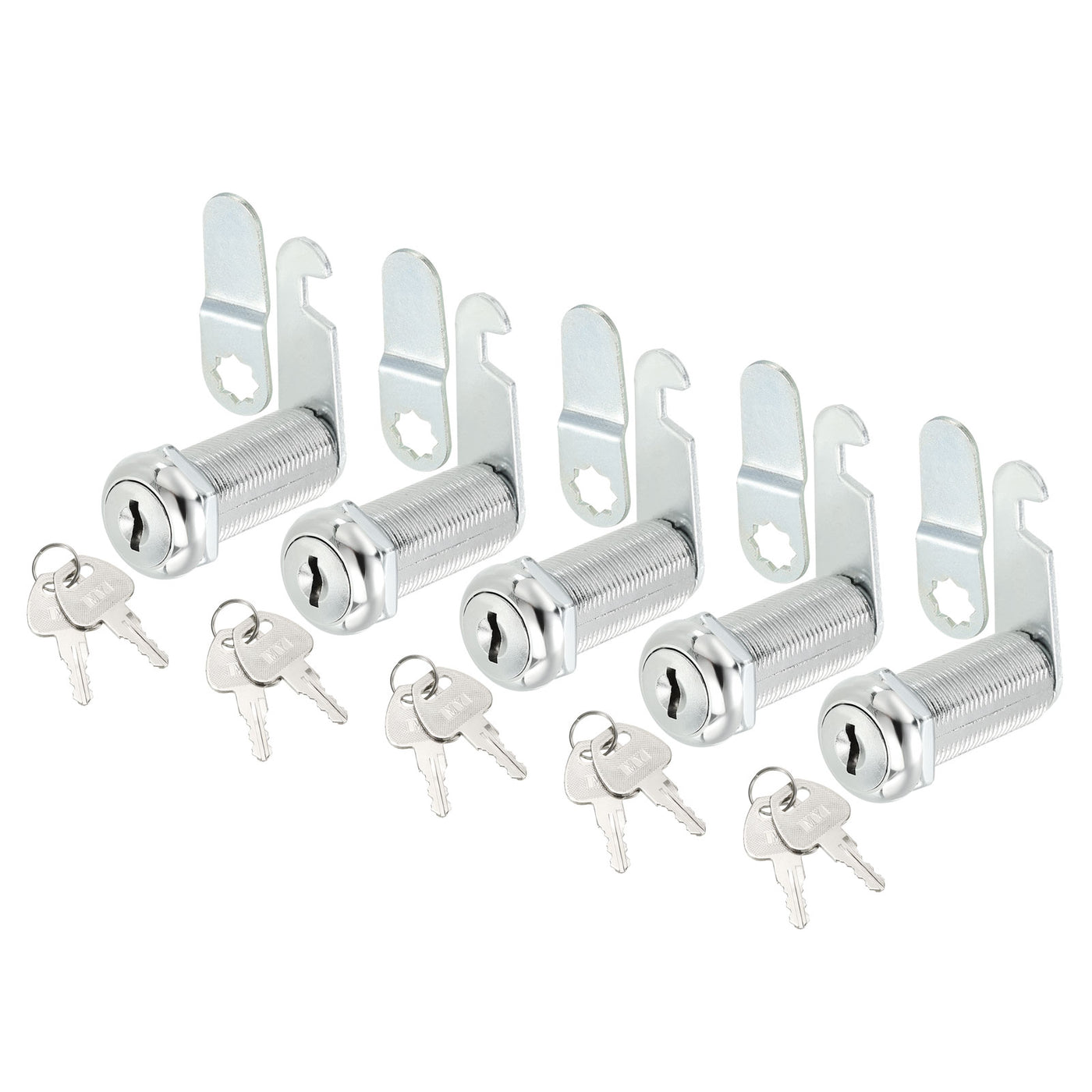 uxcell Uxcell Cabinet Drawer Cam Lock, 1-1/2" Cylinder Length Fits Up to 1-3/8" Thickness Panel, Keyed Different Zinc Alloy Secure File Drawer Toolbox Mailbox 5Pcs