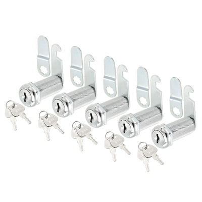 Harfington Uxcell Cabinet Drawer Cam Lock, 1-1/2" Cylinder Length Fits Up to 1-3/8" Thickness Panel, Keyed Different Zinc Alloy Secure File Drawer Toolbox Mailbox 5Pcs