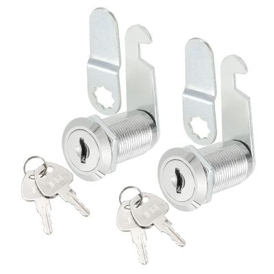 Harfington Uxcell Cabinet Drawer Cam Lock, 1-1/8" Cylinder Length Fits Up to 7/8" Thickness Panel, Keyed Different Zinc Alloy Secure File Drawer Toolbox Mailbox 2Pcs