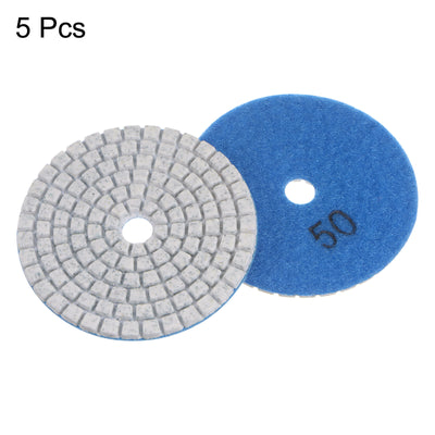 Harfington 5pcs 3" Grits 50 Diamond Polishing Pads Wet/Dry for Stone Concrete Marble Quartz