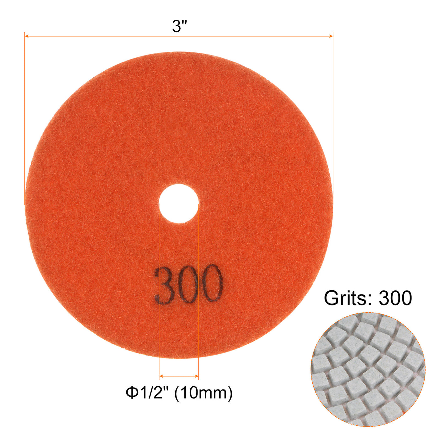 Harfington 5pcs 3" Grit 300 Diamond Polishing Pad Wet/Dry for Stone Concrete Marble Quartz