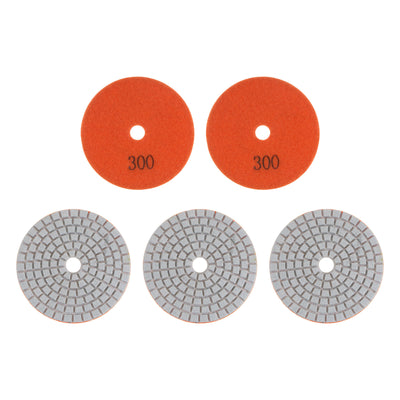 Harfington 5pcs 3" Grit 300 Diamond Polishing Pad Wet/Dry for Stone Concrete Marble Quartz