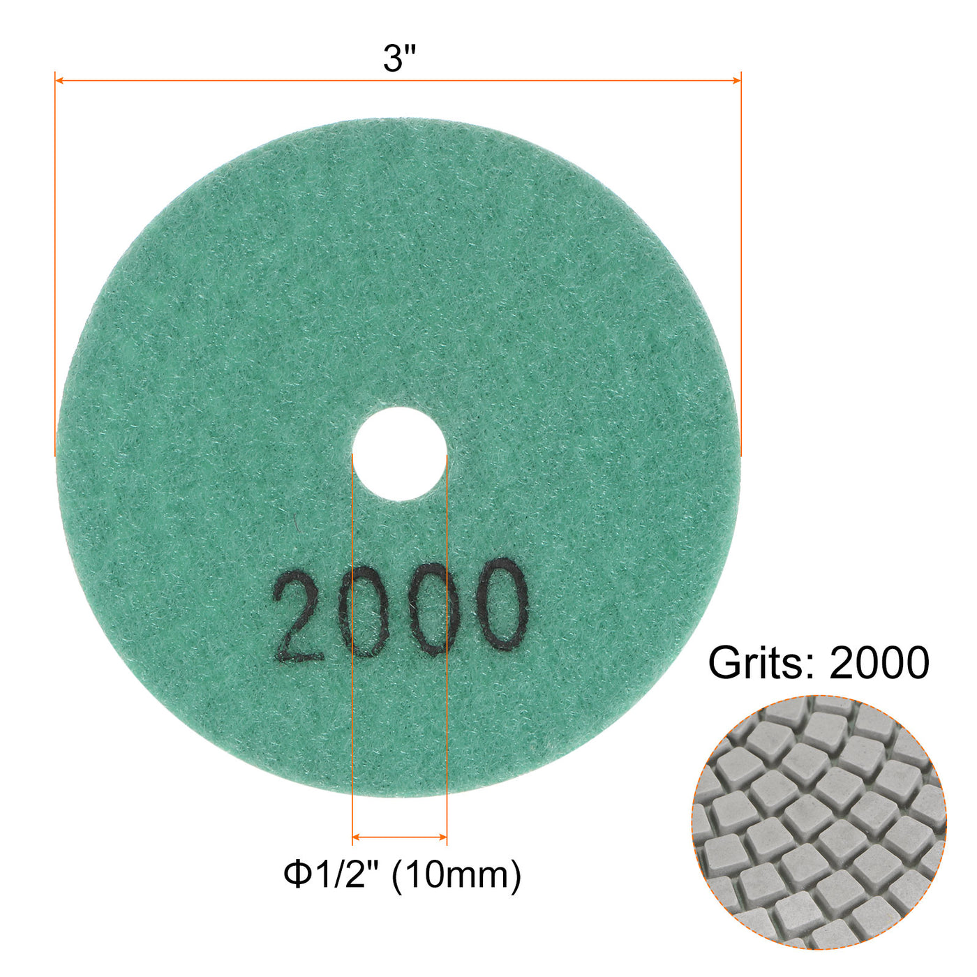 Harfington 5pcs 3" Grit 2000 Diamond Polishing Pad Wet/Dry for Stone Concrete Marble Quartz