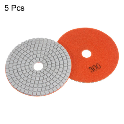 Harfington 5pcs 4" Grit 300 Diamond Polishing Pad Wet/Dry for Stone Concrete Marble Quartz