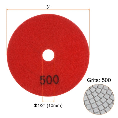 Harfington 5pcs 4" Grit 500 Diamond Polishing Pad Wet/Dry for Stone Concrete Marble Quartz