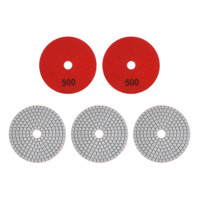 Harfington 5pcs 4" Grit 500 Diamond Polishing Pad Wet/Dry for Stone Concrete Marble Quartz