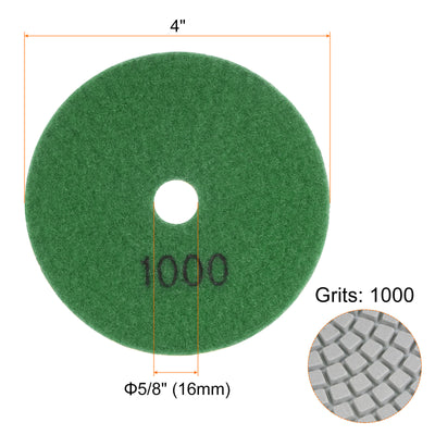 Harfington 5pcs 4" Grit 1000 Diamond Polishing Pad Wet/Dry for Stone Concrete Marble Quartz