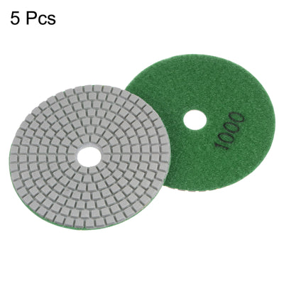 Harfington 5pcs 4" Grit 1000 Diamond Polishing Pad Wet/Dry for Stone Concrete Marble Quartz