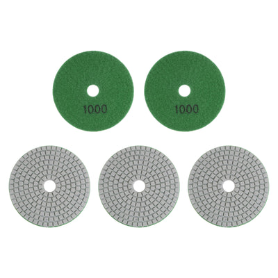 Harfington 5pcs 4" Grit 1000 Diamond Polishing Pad Wet/Dry for Stone Concrete Marble Quartz