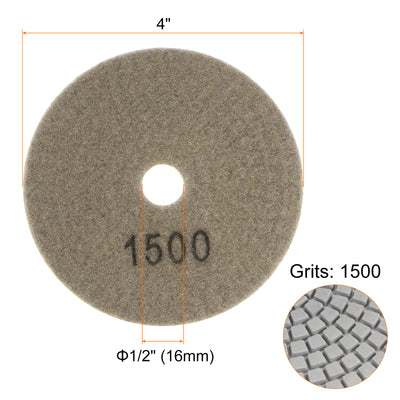 Harfington 5pcs 4" Grit 1500 Diamond Polishing Pad Wet/Dry for Stone Concrete Marble Quartz