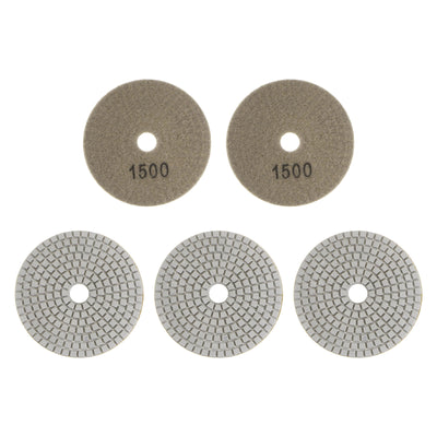 Harfington 5pcs 4" Grit 1500 Diamond Polishing Pad Wet/Dry for Stone Concrete Marble Quartz