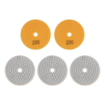 Harfington 5pcs 3" Grit 200 Diamond Polishing Pad Wet/Dry for Stone Concrete Marble Quartz