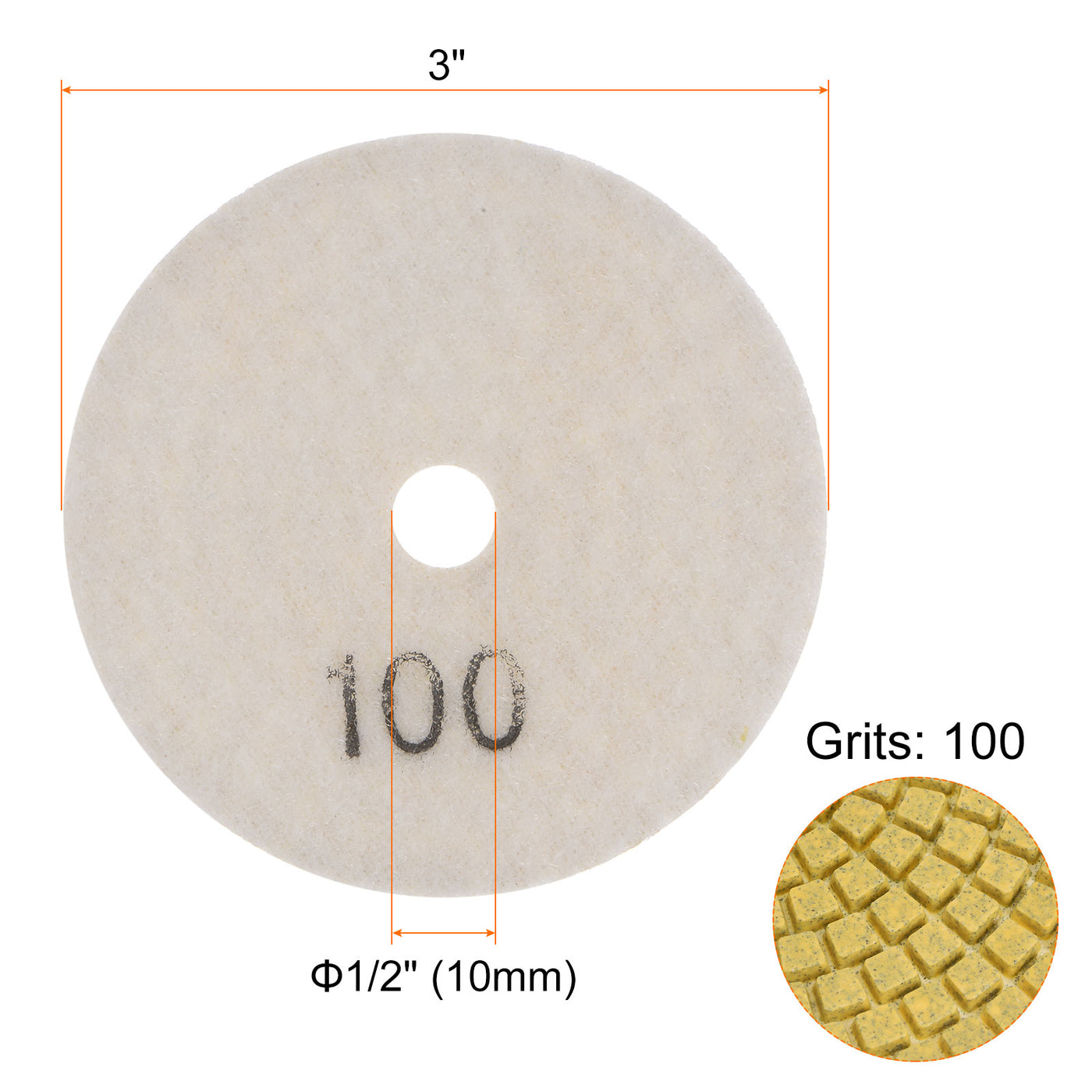 Harfington 5pcs 3" Grits 100 Premium Diamond Polishing Pads Wet/Dry for Stone Concrete