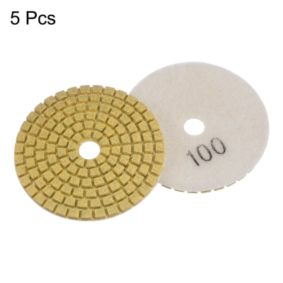 Harfington 5pcs 3" Grits 100 Premium Diamond Polishing Pads Wet/Dry for Stone Concrete