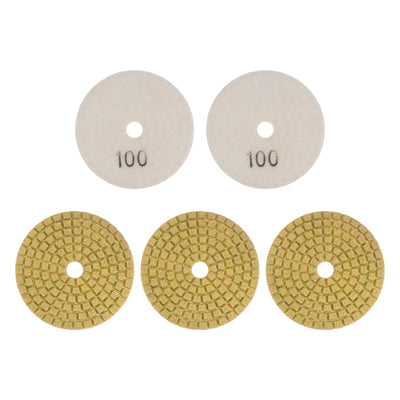 Harfington 5pcs 3" Grits 100 Premium Diamond Polishing Pads Wet/Dry for Stone Concrete