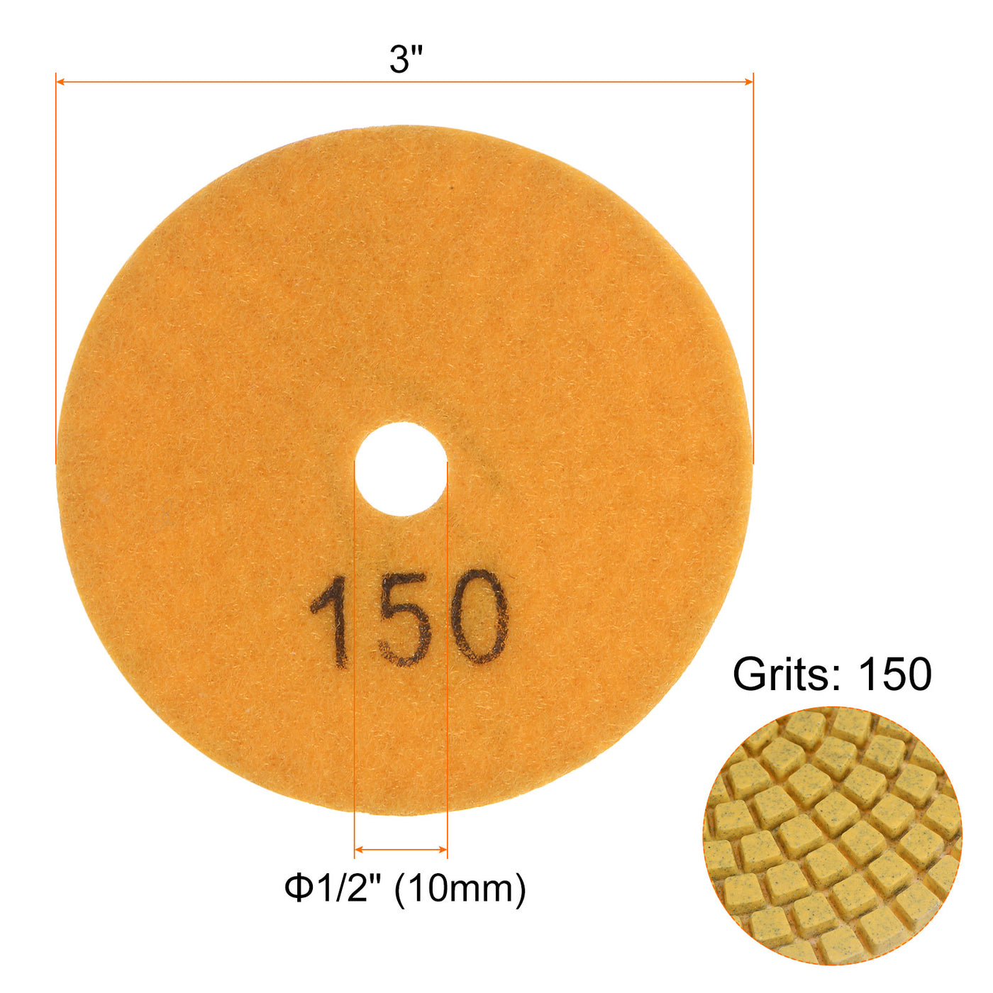 Harfington 5pcs 3" Grits 150 Premium Diamond Polishing Pads Wet/Dry for Stone Concrete