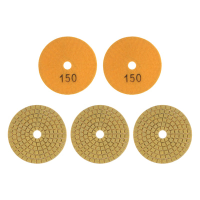 Harfington 5pcs 3" Grits 150 Premium Diamond Polishing Pads Wet/Dry for Stone Concrete