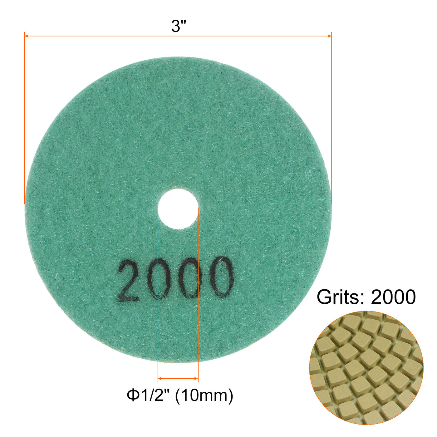 Harfington 5pcs 3" Grits 2000 Premium Diamond Polishing Pads Wet/Dry for Stone Concrete