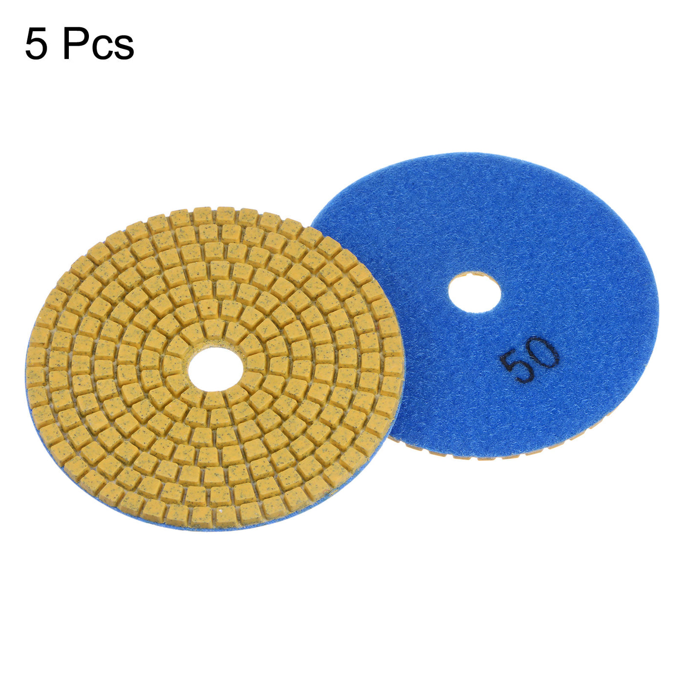 Harfington 5pcs 4" Grits 50 Premium Diamond Polishing Pads Wet/Dry for Stone Concrete