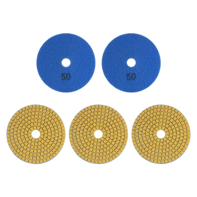 Harfington 5pcs 4" Grits 50 Premium Diamond Polishing Pads Wet/Dry for Stone Concrete