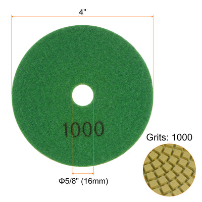 Harfington 5pcs 4" Grits 1000 Premium Diamond Polishing Pads Wet/Dry for Stone Concrete