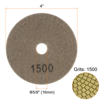 Harfington 5pcs 4" Grits 1500 Premium Diamond Polishing Pads Wet/Dry for Stone Concrete