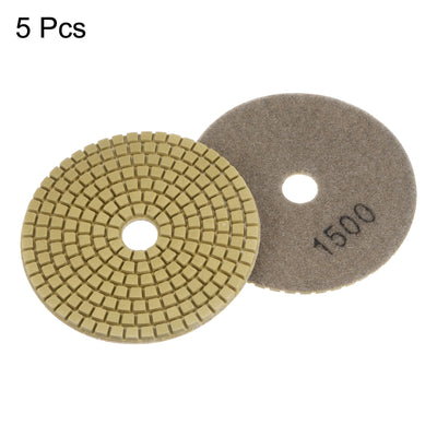 Harfington 5pcs 4" Grits 1500 Premium Diamond Polishing Pads Wet/Dry for Stone Concrete