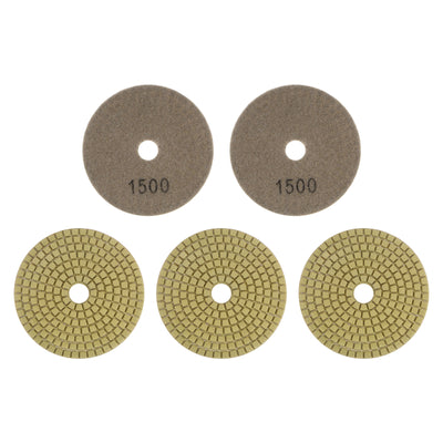 Harfington 5pcs 4" Grits 1500 Premium Diamond Polishing Pads Wet/Dry for Stone Concrete