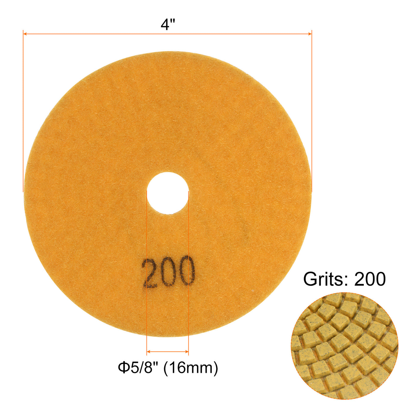 Harfington 5pcs 4" Grits 200 Premium Diamond Polishing Pads Wet/Dry for Stone Concrete