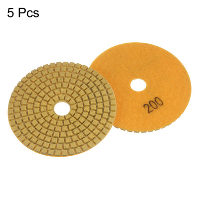 Harfington 5pcs 4" Grits 200 Premium Diamond Polishing Pads Wet/Dry for Stone Concrete