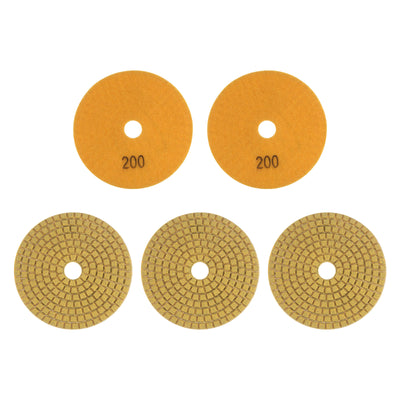 Harfington 5pcs 4" Grits 200 Premium Diamond Polishing Pads Wet/Dry for Stone Concrete