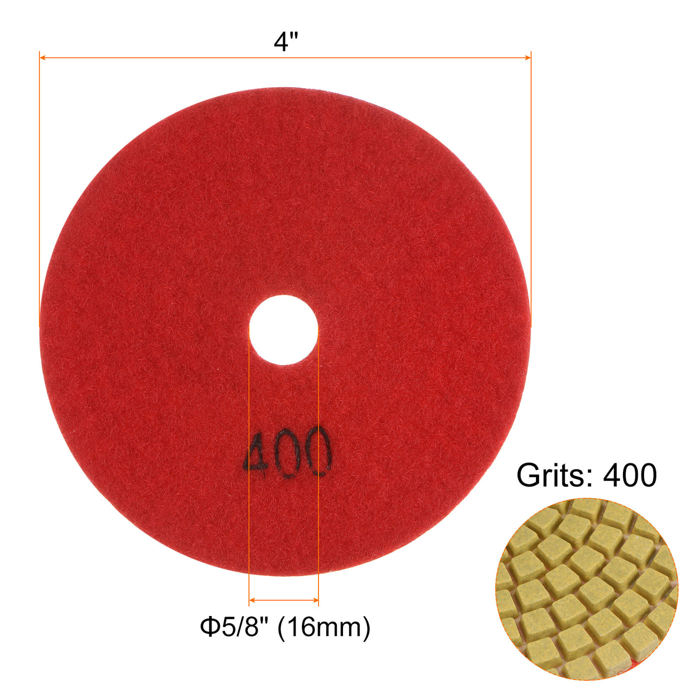 Harfington 5pcs 4" Grits 400 Premium Diamond Polishing Pads Wet/Dry for Stone Concrete