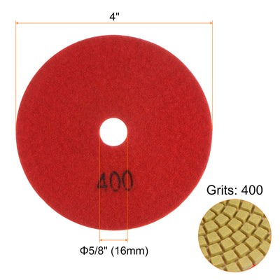 Harfington 5pcs 4" Grits 400 Premium Diamond Polishing Pads Wet/Dry for Stone Concrete