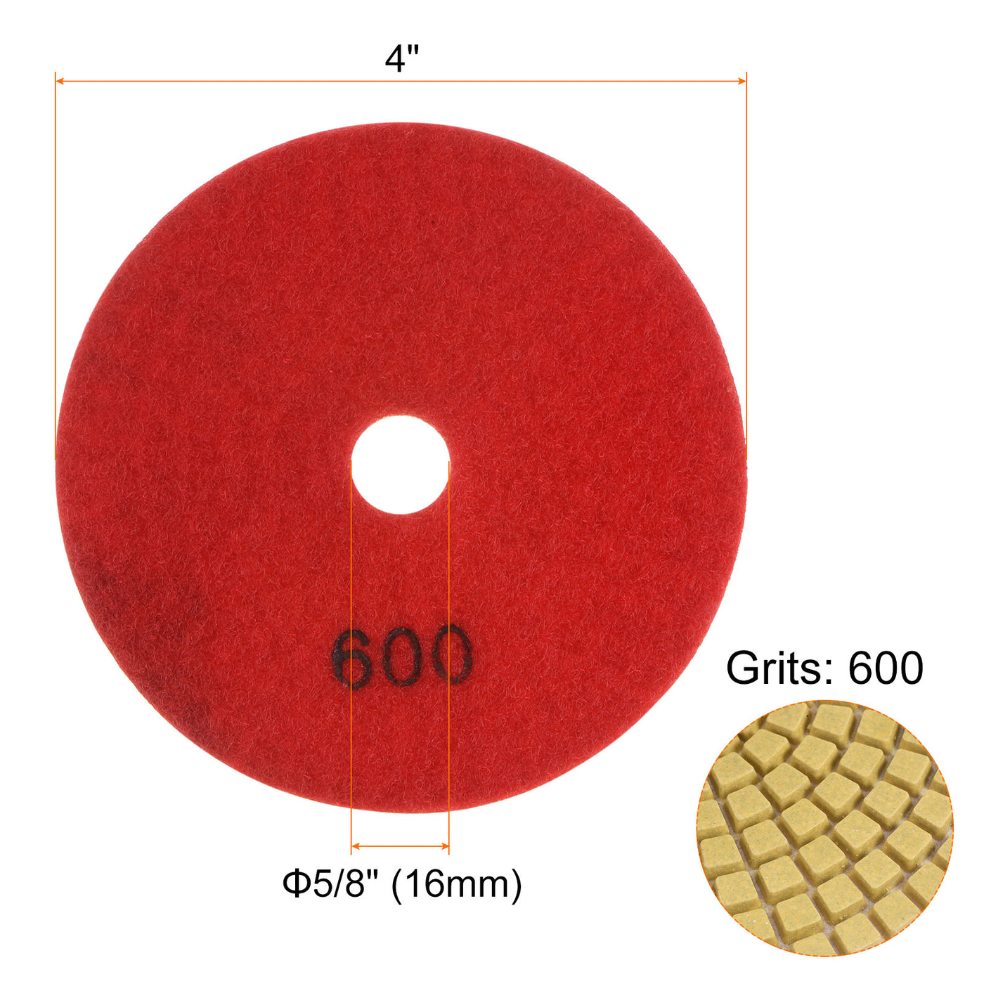 Harfington 5pcs 4" Grits 600 Premium Diamond Polishing Pads Wet/Dry for Stone Concrete