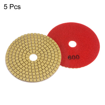 Harfington 5pcs 4" Grits 600 Premium Diamond Polishing Pads Wet/Dry for Stone Concrete