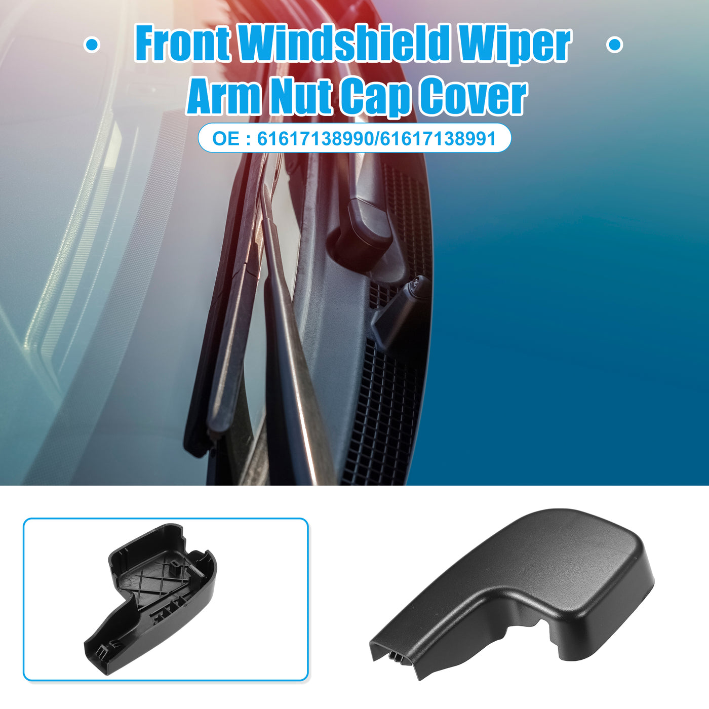 ACROPIX Front Windshield Wiper Arm Nut Cover Cap Black Fit for BMW 335i 2007-2009 - Pack of 2