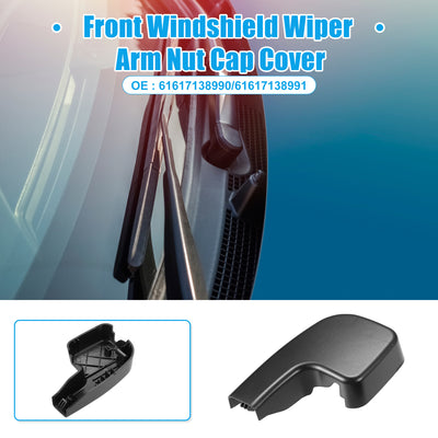 Harfington Front Windshield Wiper Arm Nut Cover Cap Black Fit for BMW 335i 2007-2009 - Pack of 2