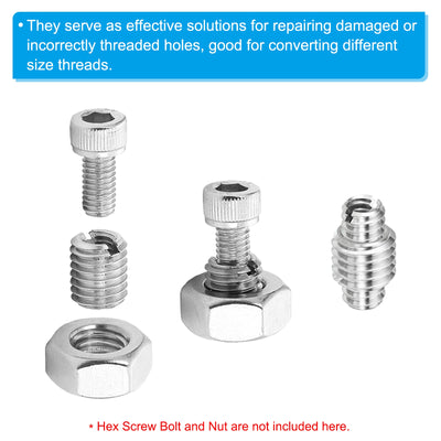 Harfington Thread Adapters Sleeve Reducing Nut, 6 Pcs M10*1.5 Male to M8*1.25 Female Repairing Insert Nut Screw Reducer Conversion Stainless Steel Fastener 20mm