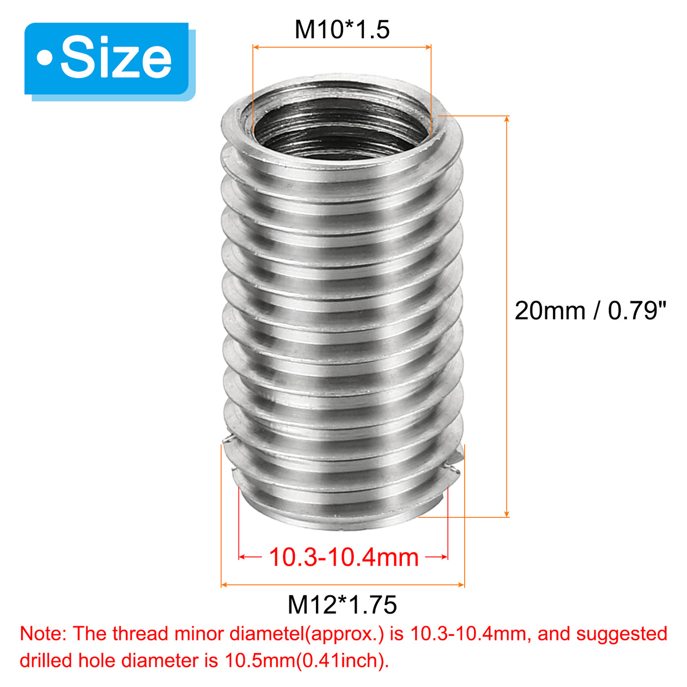 Harfington 6Stk Gewinde Adapter Hülse Reduziere Mutter M12*1.75 Außengewinde zu M10*1.5 Innengewinde Reparatur Einsatz Mutter Schraube Reduzierstück Verbindungselement 20mm