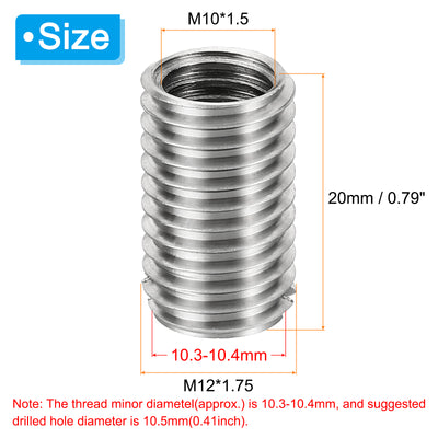 Harfington 6Stk Gewinde Adapter Hülse Reduziere Mutter M12*1.75 Außengewinde zu M10*1.5 Innengewinde Reparatur Einsatz Mutter Schraube Reduzierstück Verbindungselement 20mm