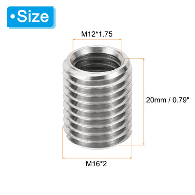 Harfington 6Stk Gewinde Adapter Hülse Reduziere Mutter M16*2 Außengewinde auf M12*1.75 Innengewinde Reparatur Einsatz Mutter Schraube Reduzierstück Verbindungselement 20mm